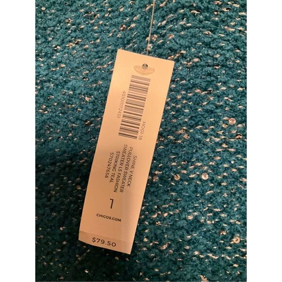 Chicos size one turquoise sweater nwt - Picture 4 of 11